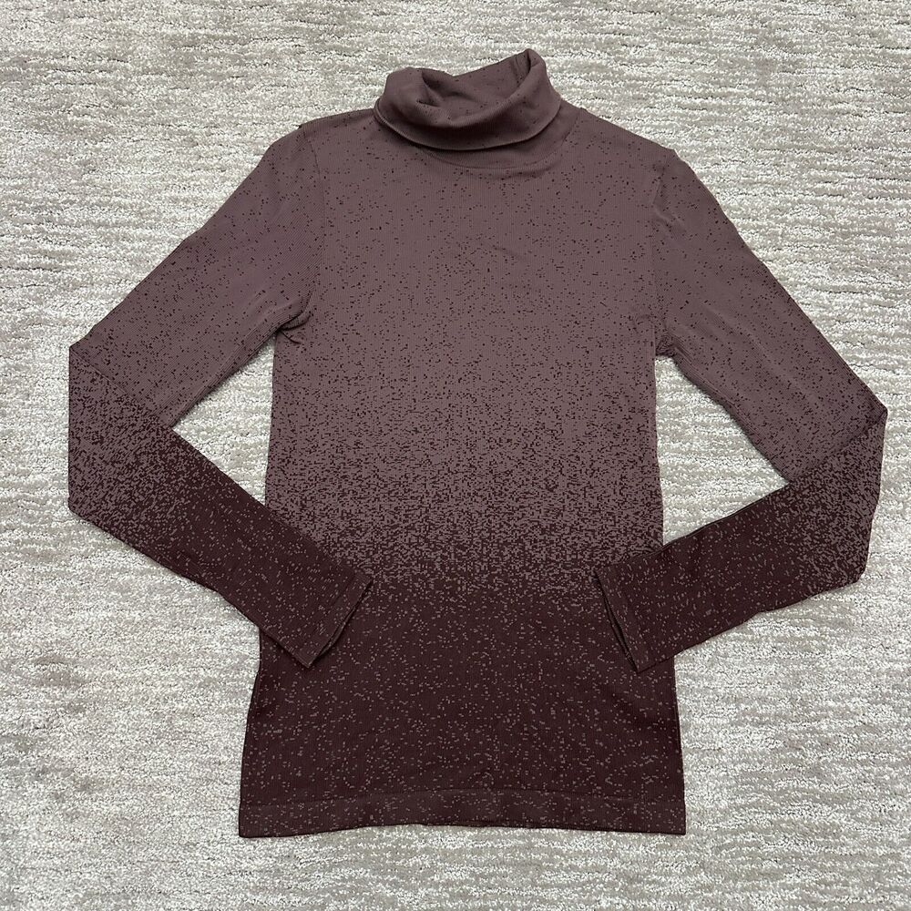 Athleta Shirt Womens XS Maroon Flurry Blizzard Gradient Seamless Turtleneck